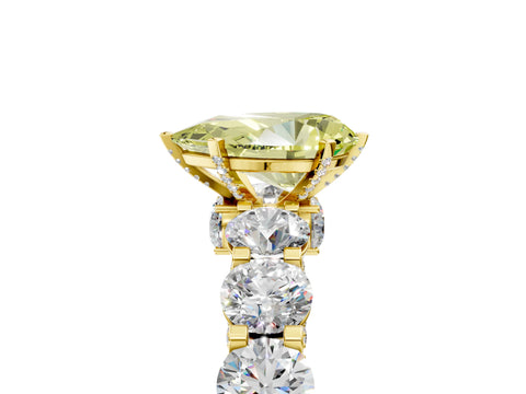 Yellow gold Fancy Yellow Pear Cut Diamond Side Stone Engagement Ring with Four-Prong Setting_41