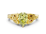 Yellow gold Fancy Yellow Pear Cut Diamond Solitaire Celtic Knot Ring with Four-Prong Setting_42