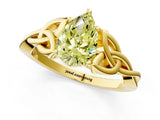 Yellow gold Fancy Yellow Pear Cut Diamond Solitaire Celtic Knot Ring with Four-Prong Setting_43
