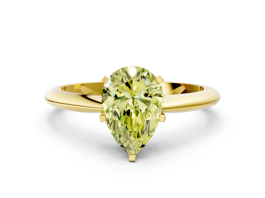Yellow gold Fancy Yellow Pear Cut Diamond Solitaire Engagement Ring with Classic Band and Four-Prong Setting_40