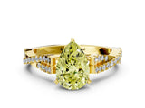 Yellow gold Fancy Yellow Pear Cut Diamond Solitaire Engagement Ring with Twisted Pavé Band and Four-Prong Setting_44