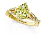 Yellow gold Fancy Yellow Pear Cut Diamond Solitaire Engagement Ring with Twisted Pavé Band and Four-Prong Setting_45