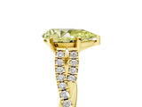 Yellow gold Fancy Yellow Pear Cut Diamond Solitaire Engagement Ring with Twisted Pavé Band and Four-Prong Setting_49