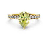 Yellow gold Fancy Yellow Pear Cut Diamond Solitaire Pavé Engagement Ring with Round Band and Prong Setting_43