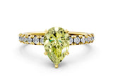 Yellow gold Fancy Yellow Pear Cut Diamond Solitaire Pavé Engagement Ring with Round Band and Prong Setting_49
