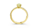 Yellow gold Fancy Yellow Pear Cut Diamond Solitaire Pavé Engagement Ring with Round Band and Prong Setting_52