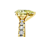 Yellow gold Fancy Yellow Pear Cut Diamond Solitaire Pavé Engagement Ring with Round Band and Prong Setting_54