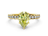 Yellow gold Fancy Yellow Pear Cut Diamond Solitaire Pavé Engagement Ring with Round Band and Prong Setting_67