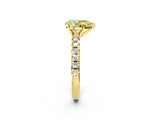 Yellow gold Fancy Yellow Pear Cut Diamond Solitaire Pavé Engagement Ring with Round Band and Prong Setting_69