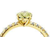 Yellow gold Fancy Yellow Pear Cut Diamond Solitaire Pavé Engagement Ring with Round Band and Prong Setting_71