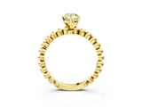 Yellow gold Fancy Yellow Pear Cut Diamond Solitaire Ring with Beaded Band and Prong Setting_316