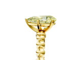 Yellow gold Fancy Yellow Pear Cut Diamond Solitaire Ring with Beaded Band and Prong Setting_318