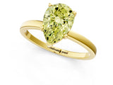 Yellow gold Fancy Yellow Pear Cut Diamond Solitaire Ring with Classic Band and Four-Prong Setting_1
