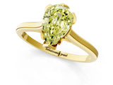 Yellow gold Fancy Yellow Pear Cut Diamond Solitaire Ring with Flower Prong Setting and Classic Band_37