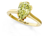 Yellow gold Fancy Yellow Pear Cut Diamond Solitaire Ring with Flower Prong Setting and Classic Band_82