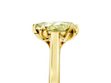Yellow gold Fancy Yellow Pear Cut Diamond Solitaire Ring with Flower Prong Setting and Classic Band_86