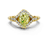 Yellow gold Fancy Yellow Pear Cut Diamond Solitaire Ring with Hidden Halo and Pavé Band_27