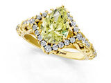 Yellow gold Fancy Yellow Pear Cut Diamond Solitaire Ring with Hidden Halo and Pavé Band_28