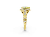 Yellow gold Fancy Yellow Pear Cut Diamond Solitaire Ring with Hidden Halo and Pavé Band_29