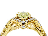 Yellow gold Fancy Yellow Pear Cut Diamond Solitaire Ring with Hidden Halo and Pavé Band_31