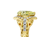 Yellow gold Fancy Yellow Pear Cut Diamond Solitaire Ring with Hidden Halo and Pavé Band_32