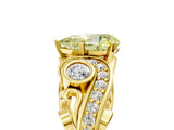 Yellow gold Fancy Yellow Pear Cut Diamond Solitaire Ring with Milgrain Pavé Band and Four-Prong Setting_187