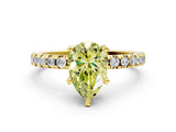 Yellow gold Fancy Yellow Pear Cut Diamond Solitaire Ring with Pavé Band and Four-Prong Setting_58