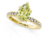 Yellow gold Fancy Yellow Pear Cut Diamond Solitaire Ring with Pavé Band and Four-Prong Setting_59