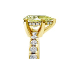 Yellow gold Fancy Yellow Pear Cut Diamond Solitaire Ring with Pavé Band and Four-Prong Setting_63