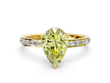 Yellow gold Fancy Yellow Pear Cut Diamond Solitaire Ring with Pavé Band and Hidden Halo_20