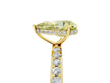 Yellow gold Fancy Yellow Pear Cut Diamond Solitaire Ring with Pavé Band and Hidden Halo_25