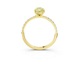 Yellow gold Fancy Yellow Pear Cut Diamond Solitaire Ring with Pave Band and Four Prong Setting_107