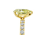 Yellow gold Fancy Yellow Pear Cut Diamond Solitaire Ring with Pave Band and Four Prong Setting_109