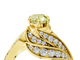 Yellow gold Fancy Yellow Pear Cut Diamond Solitaire Ring with Prong Setting and Twisted Pavé Band_4