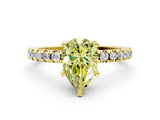 Yellow gold Fancy Yellow Pear Cut Diamond Solitaire Ring with Round  Pavé Band and Four-Prong Setting_36