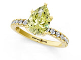 Yellow gold Fancy Yellow Pear Cut Diamond Solitaire Ring with Round  Pavé Band and Four-Prong Setting_37