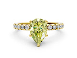 Yellow gold Fancy Yellow Pear Cut Diamond Solitaire Ring with Round  Pavé Band and Four-Prong Setting_42