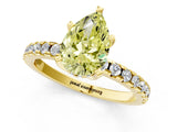 Yellow gold Fancy Yellow Pear Cut Diamond Solitaire Ring with Round  Pavé Band and Four-Prong Setting_43