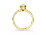 Yellow gold Fancy Yellow Pear Cut Diamond Solitaire Ring with Round  Pavé Band and Four-Prong Setting_45