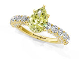 Yellow gold Fancy Yellow Pear Cut Diamond Solitaire Ring with Shared Prong Pavé Band and Four-Prong Setting_59