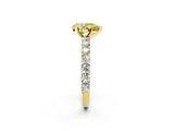 Yellow gold Fancy Yellow Pear Cut Diamond Solitaire Ring with Shared Prong Pavé Band and Four-Prong Setting_60