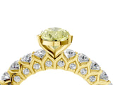 Yellow gold Fancy Yellow Pear Cut Diamond Solitaire Ring with Shared Prong Pavé Band and Four-Prong Setting_62