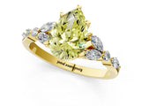 Yellow gold Fancy Yellow Pear Cut Diamond Solitaire Ring with Side Stones and Four-Prong Setting_51