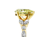 Yellow gold Fancy Yellow Pear Cut Diamond Solitaire Ring with Side Stones and Four-Prong Setting_55