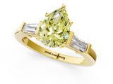 Yellow gold Fancy Yellow Pear  Cut Diamond Solitaire Ring with Tapered Baguette Accents and Four-Prong Setting_59