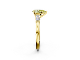Yellow gold Fancy Yellow Pear  Cut Diamond Solitaire Ring with Tapered Baguette Accents and Four-Prong Setting_60