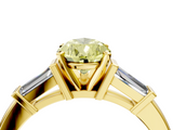 Yellow gold Fancy Yellow Pear  Cut Diamond Solitaire Ring with Tapered Baguette Accents and Four-Prong Setting_62