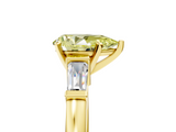 Yellow gold Fancy Yellow Pear  Cut Diamond Solitaire Ring with Tapered Baguette Accents and Four-Prong Setting_63
