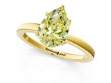 Yellow gold Fancy Yellow Pear Cut Diamond Solitaire Ring with Thin Band and Prong Setting_13