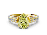 Yellow gold Fancy Yellow Pear Cut Diamond Solitaire Ring with Three-Row Pavé Band and Four-Prong Setting_37